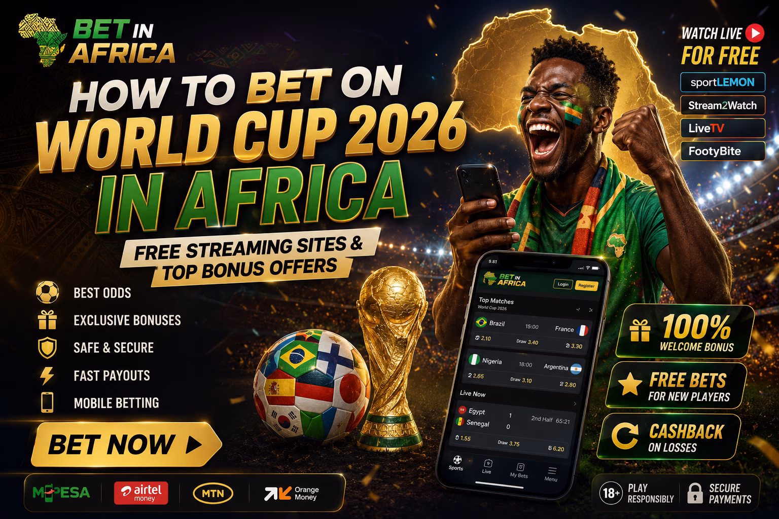 โฝ How to Bet on World Cup 2026 in Africa โ Free Streaming Sites & Top Bonus Offers